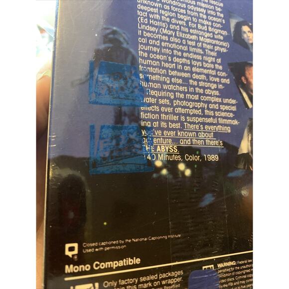 The Abyss VHS 1989 Factory Sealed 20th Century Fox VCR Deep Sea Thriller Harris - Picture 10 of 12